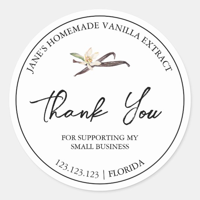 Simple Homemade Vanilla Extract Thank You Label (Front)