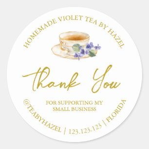 Simple Homemade Violet Tea Thank You Label