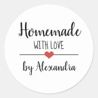 Simple Homemade with love white script custom