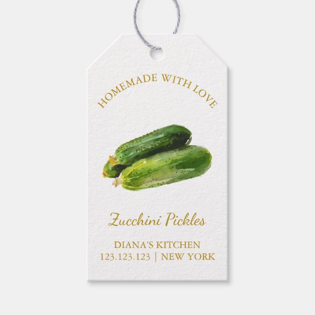 Simple Homemade Zucchini Pickle Hang Tag White (Front)