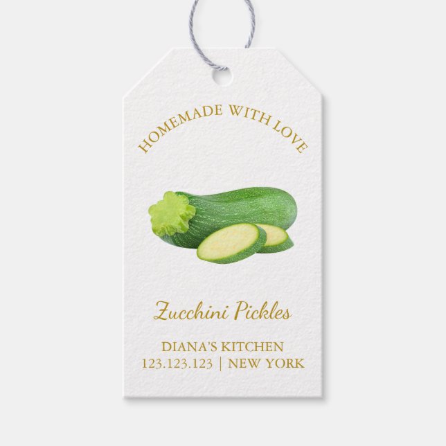 Simple Homemade Zucchini Pickle Hang Tag White (Front)