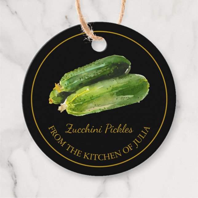 Simple Homemade Zucchini Pickles Hang Tag (Front)