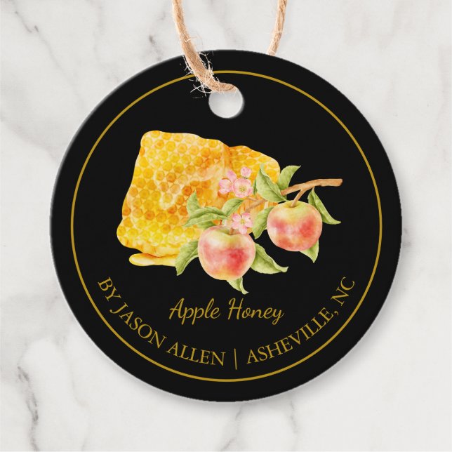 Simple Honeycomb Apple Infused Honey Hang Tag (Front)