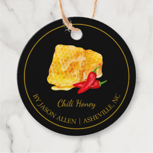 Simple Honeycomb Chili Infused Honey Hang Tag
