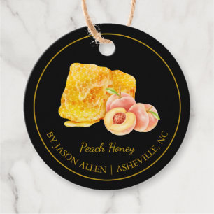 Simple Honeycomb Peach Infused Honey Hang Tag