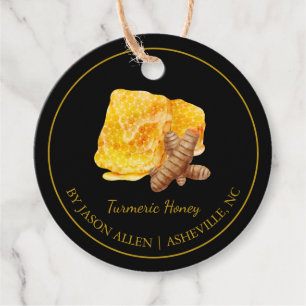 Simple Honeycomb Turmeric Infused Honey Hang Tag
