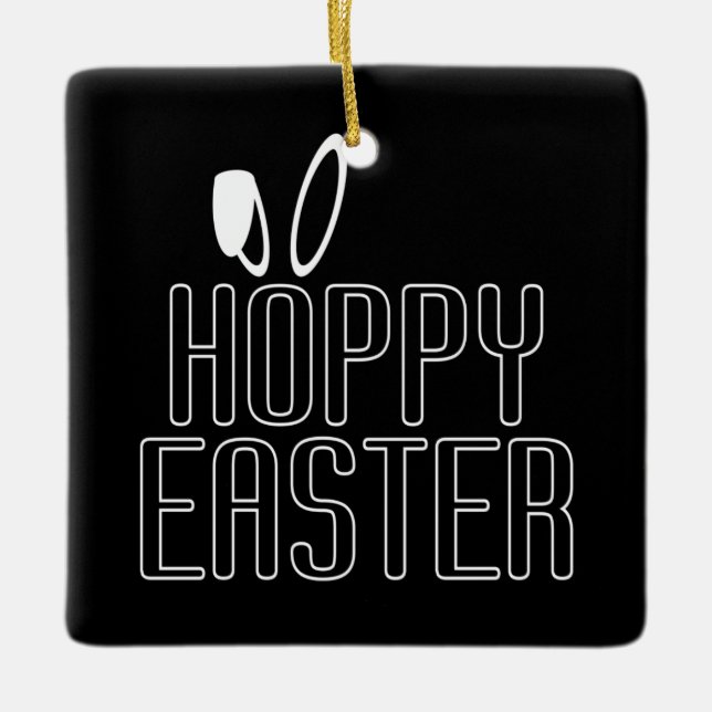 Simple Hoppy Easter Pun Typography | Ornament (Front)
