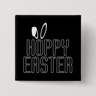 Simple Hoppy Easter Pun Typography   Pin Button
