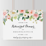 Simple Horizontal Rehearsal Dinner Welcome Sign<br><div class="desc">This simple horizontal rehearsal dinner welcome sign is perfect for a tropical wedding rehearsal. The design features lovely white,  pink,  and blush hand-painted roses embedded in green foliage,  inspiring artistic beauty.</div>