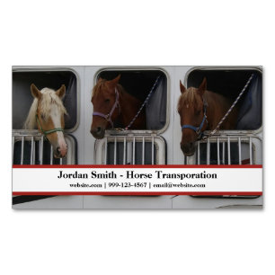 Simple Horse Shipping/Transporation/Trailering Magnetic Business Card