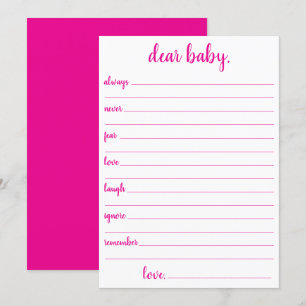 Simple Hot Pink Dear Baby   Magenta Keepsake Card