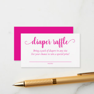 Simple Hot Pink Diaper Raffle   Magenta Shower Enclosure Card