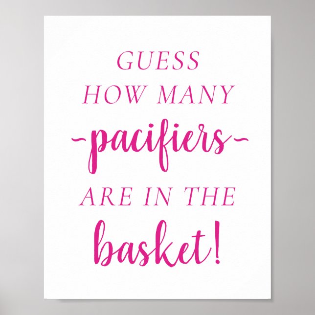 Simple Hot Pink How Many | Magenta Guessing Game Poster (Front)