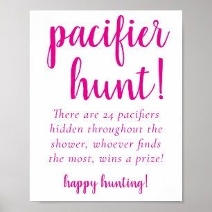 Simple Hot Pink Pacifier Hunt Magenta Party Game Poster