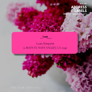 Simple Hot Pink Return Address Labels with Bow