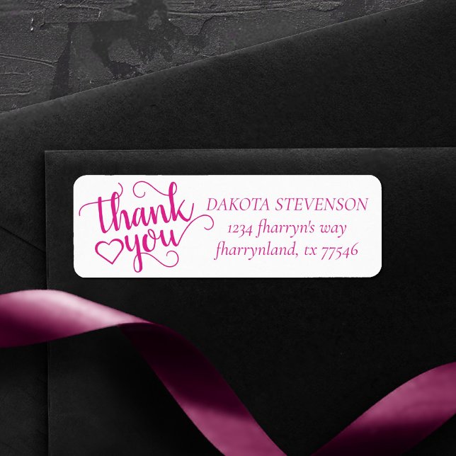 Simple Hot Pink Script | Magenta Thank You Address (Creator Uploaded)