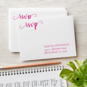 Simple Hot Pink Script   RSVP Return Address Envelope