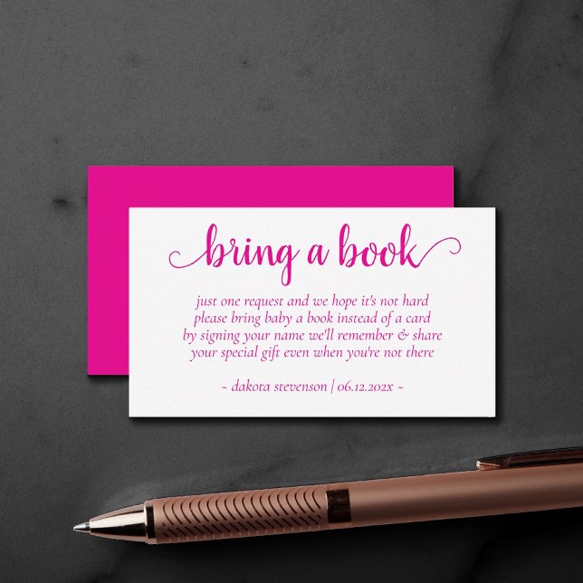 Simple Hot Pink Shower | Magenta Bring a Book Enclosure Card (Creator Uploaded)