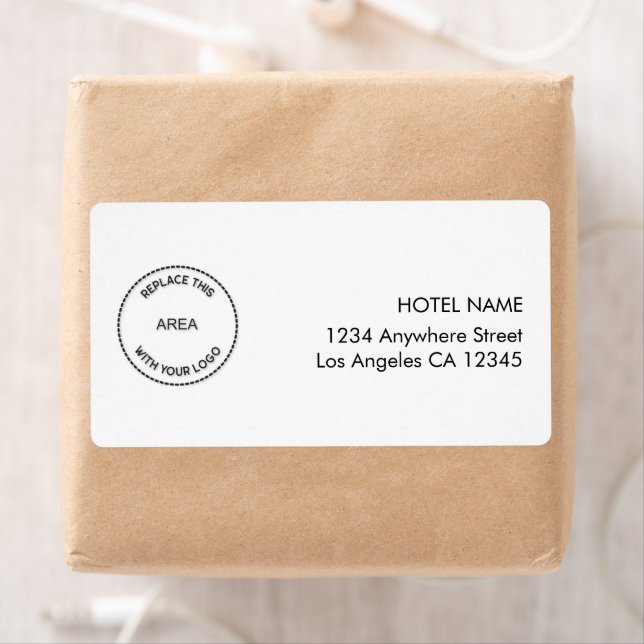Simple Hotel Logo Nom de retour Étiquette de adres (En situation)
