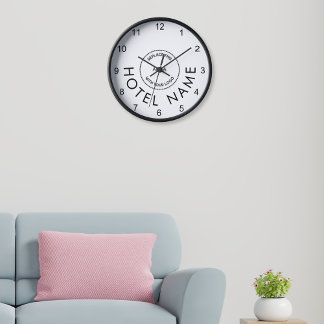 Simple Hotel Name Custom Logo Any Color Clock