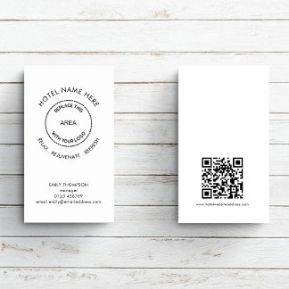 Simple Hotel or Guest House QR Code Logo Tagline Business Card