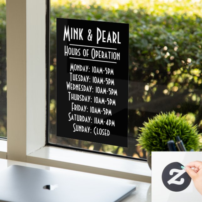 Simple Hours of Operation Static Window Cling (Office)