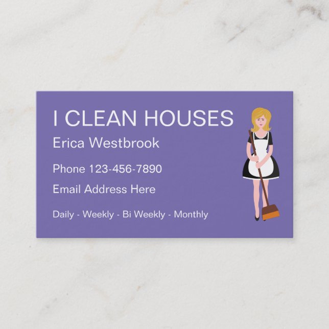 Simple House Cleaning Services Business Cards (Front)