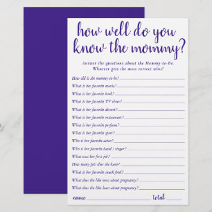 Simple How Well Do You Know Mommy Purple Card