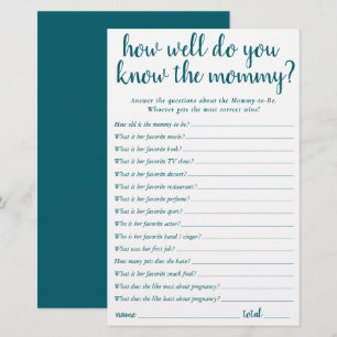 Simple How Well Do You Know Mommy Teal Keepsake