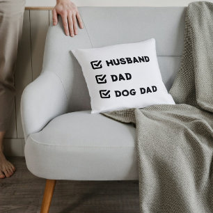 Simple Husband Dad Dog Dad Checkmark Throw Pillow