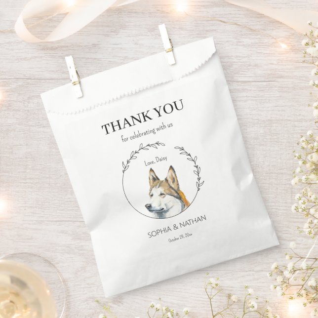 Simple Husky Wedding Thank You Favour Bag (Clipped)