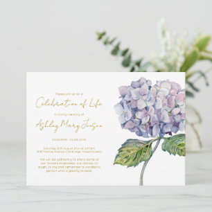 Simple Hydrangea Celebration of Life Funeral Invitation