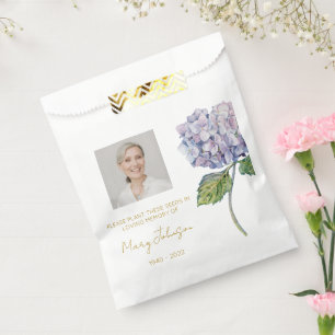 Simple Hydrangea Photo Funeral Seed Favour Bag