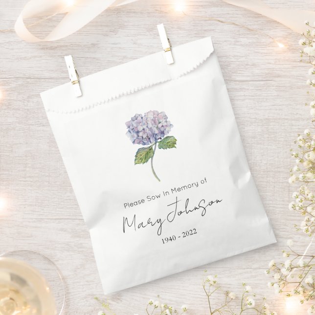 Simple Hydrangea Seed packet Funeral  Favour Bag (Clipped)