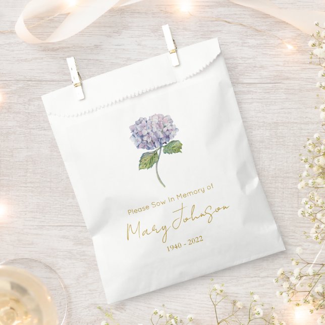 Simple Hydrangea Seed packet Funeral  Favour Bag (Clipped)