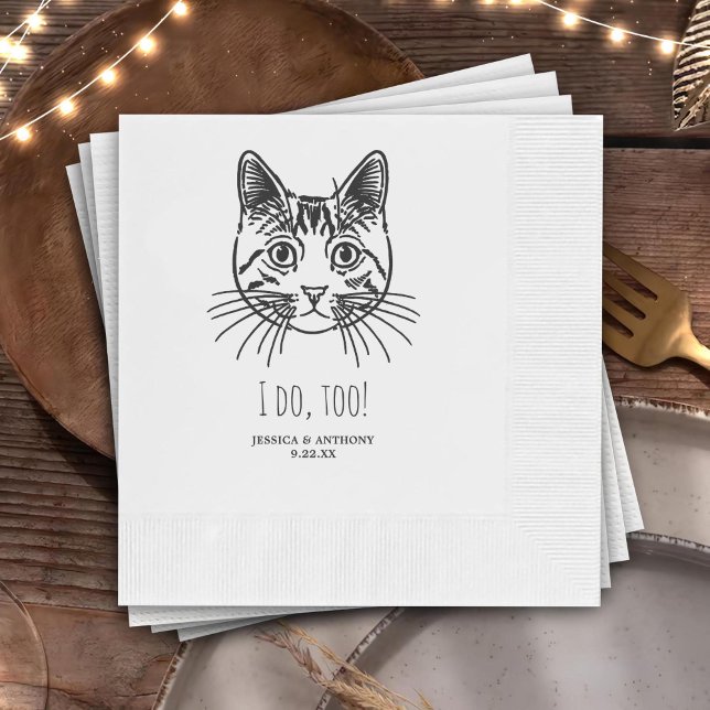 Simple I Do Too Custom Hand Drawing Wedding Napkin (Creator Uploaded)