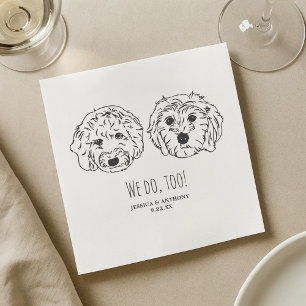Simple I Do Too Custom Hand Drawing Wedding Napkin