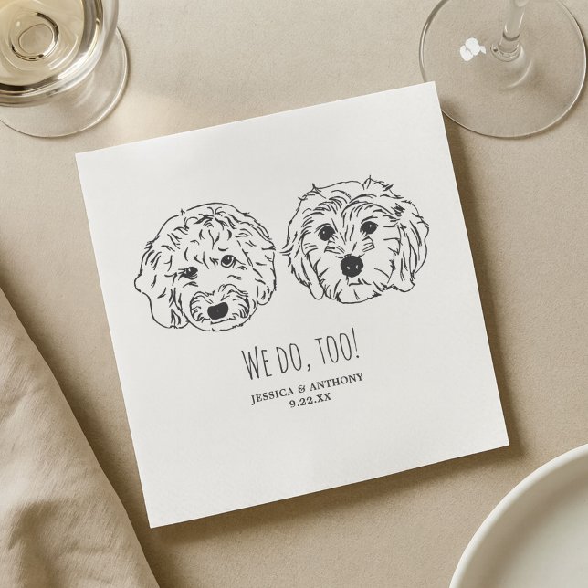 Simple I Do Too Custom Hand Drawing Wedding Napkin (Creator Uploaded)