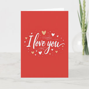 Simple I Love You Gold Hearts Card