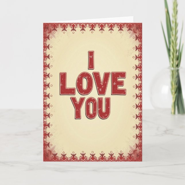 Simple I Love You Patterned Card (Front)