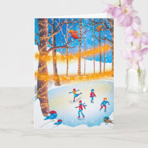 Simple Ice Christmas Skates Artwork Holiday Card