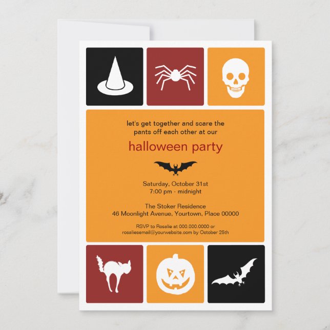 Simple Icons Halloween Party Invitation (Front)
