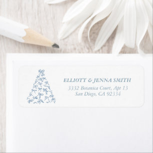 Simple Illustrated Bow Blue Christmas Tree Address