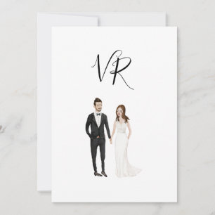 Simple Illustrated Couple Black Suit Save The Date