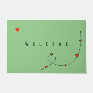 Simple illustration with hearts in minimalist doormat