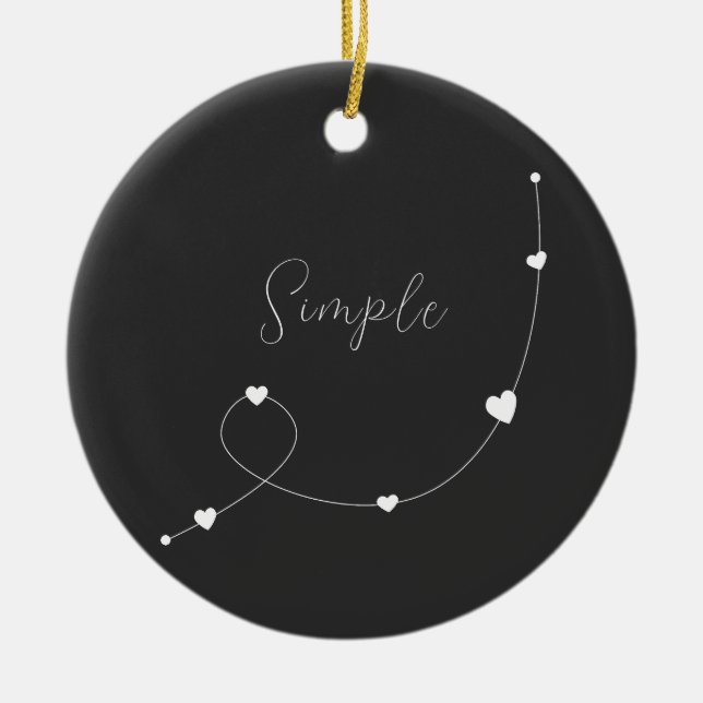 Simple illustration with hearts in minimalist styl ceramic ornament (Front)