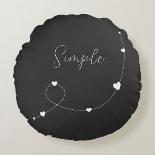 Simple illustration with hearts in minimalist styl round pillow