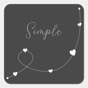 Simple illustration with hearts in minimalist styl square sticker