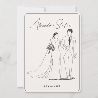 Simple Illustration With QR Code RSVP Wedding  Invitation
