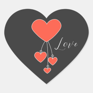 Simple illustration with scarlet hearts Love Heart Sticker